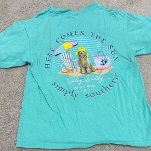 Simply Southern Teal T-Shirt with Beach Dog Graphic